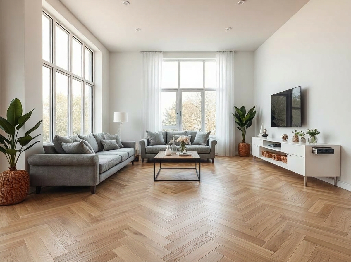 Parquet chêne en chevron : résultat généré par l'IA